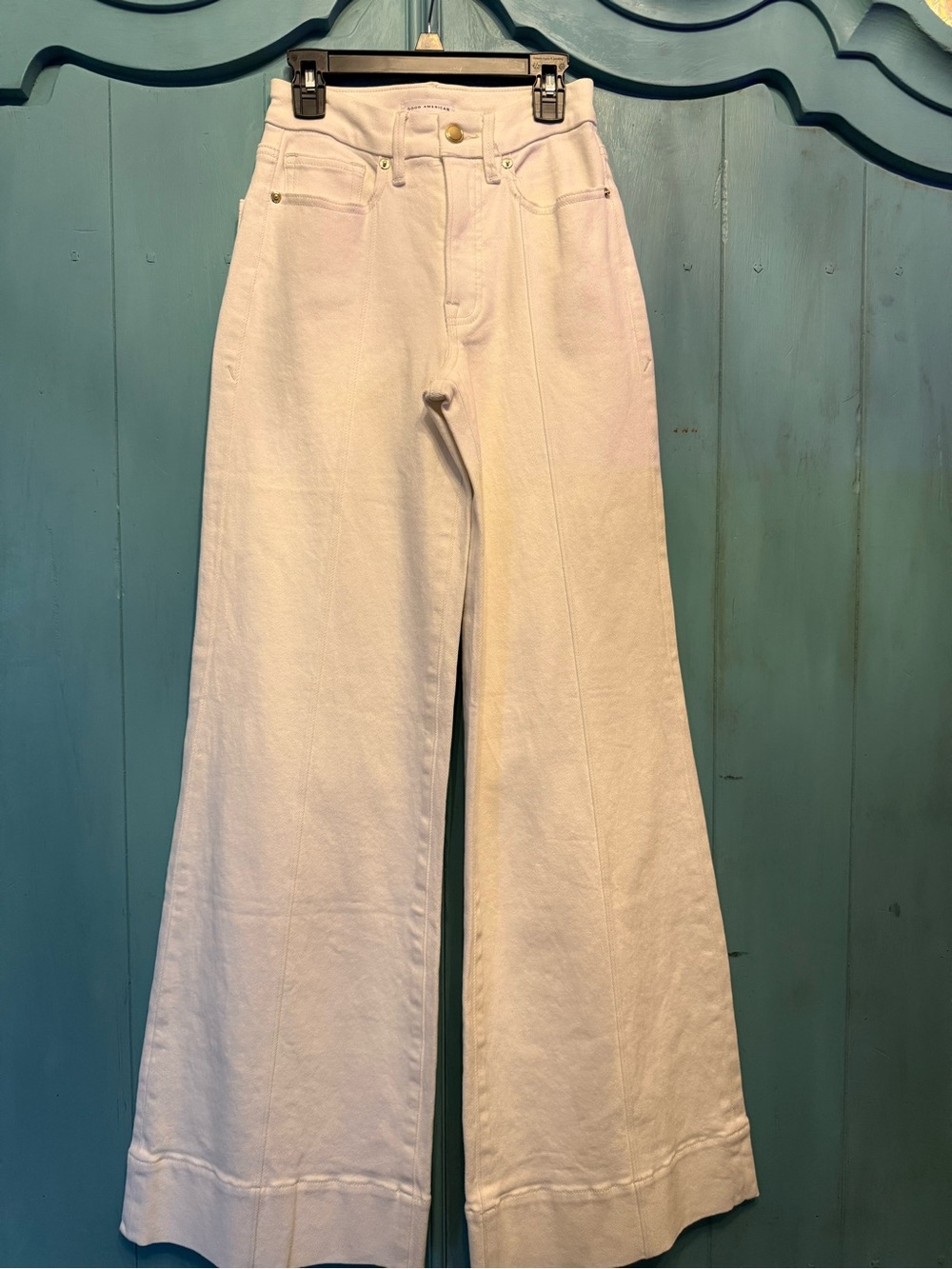 Good American White High Rise Wide Leg Palazzo Jeans Size 00/24